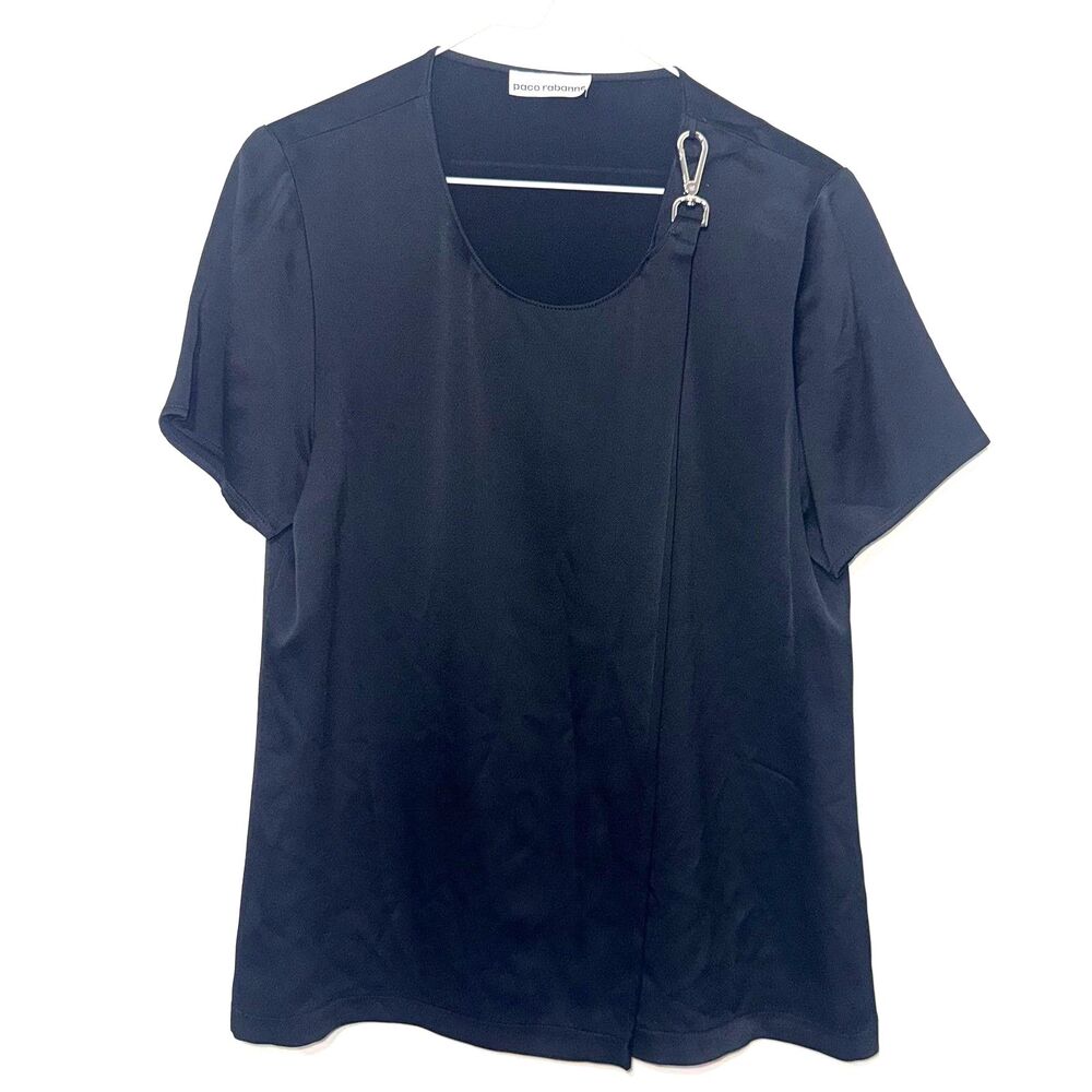 Paco Rabanne Silver Clip Short Sleeve Blouse - Black 40/8
